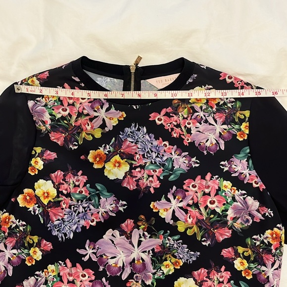 Ted Baker floral print blouse long sleeve with ribbed cuff size 1 (approx 4 US) - Picture 12 of 15